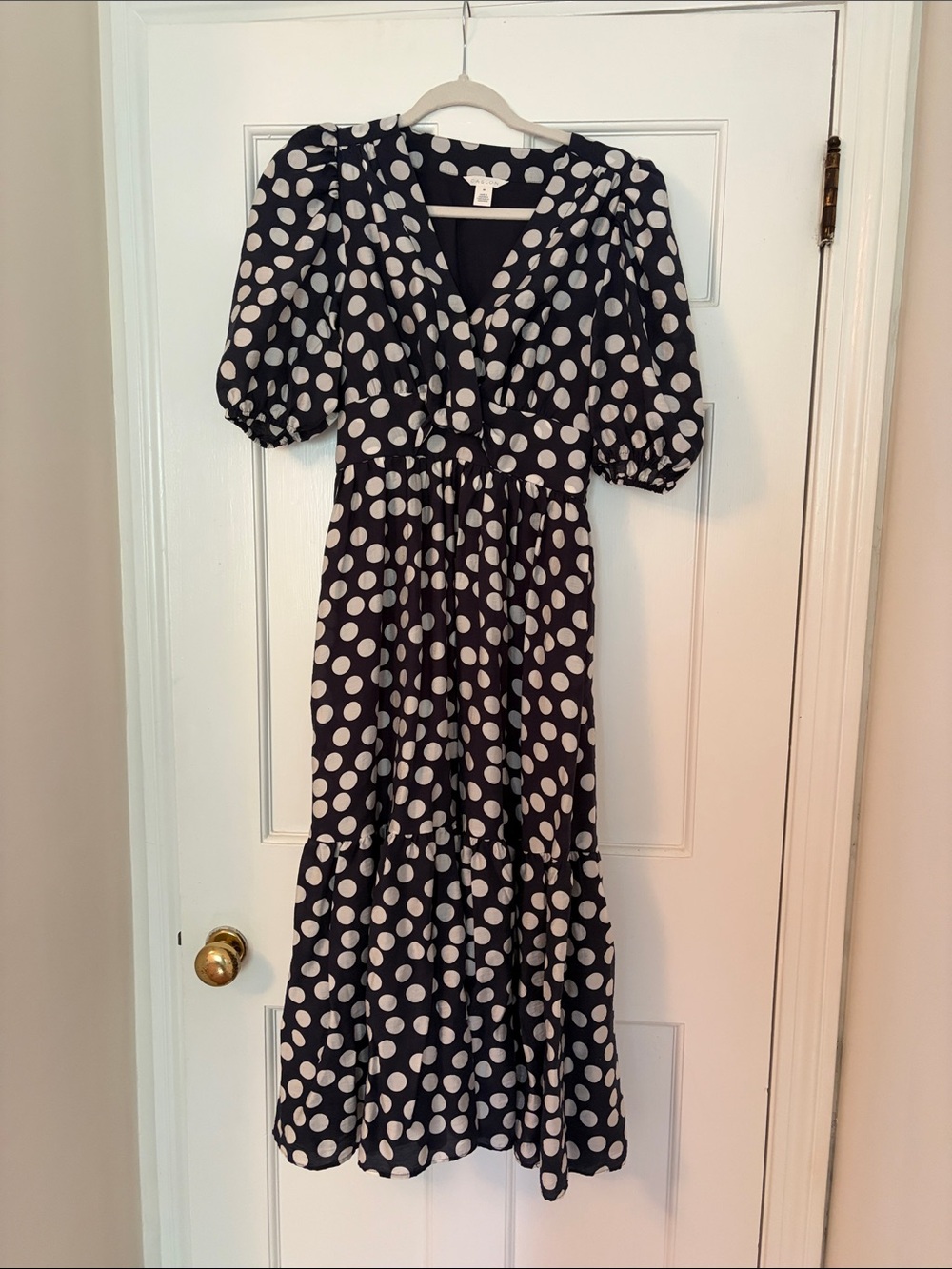 Caslon Navy Maxi Dress with White Polka Dots
